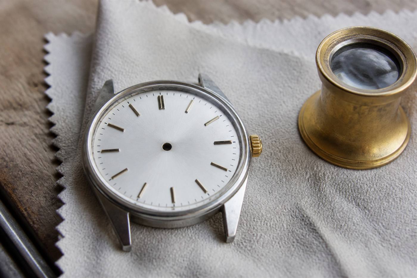 Close view of a watch dial